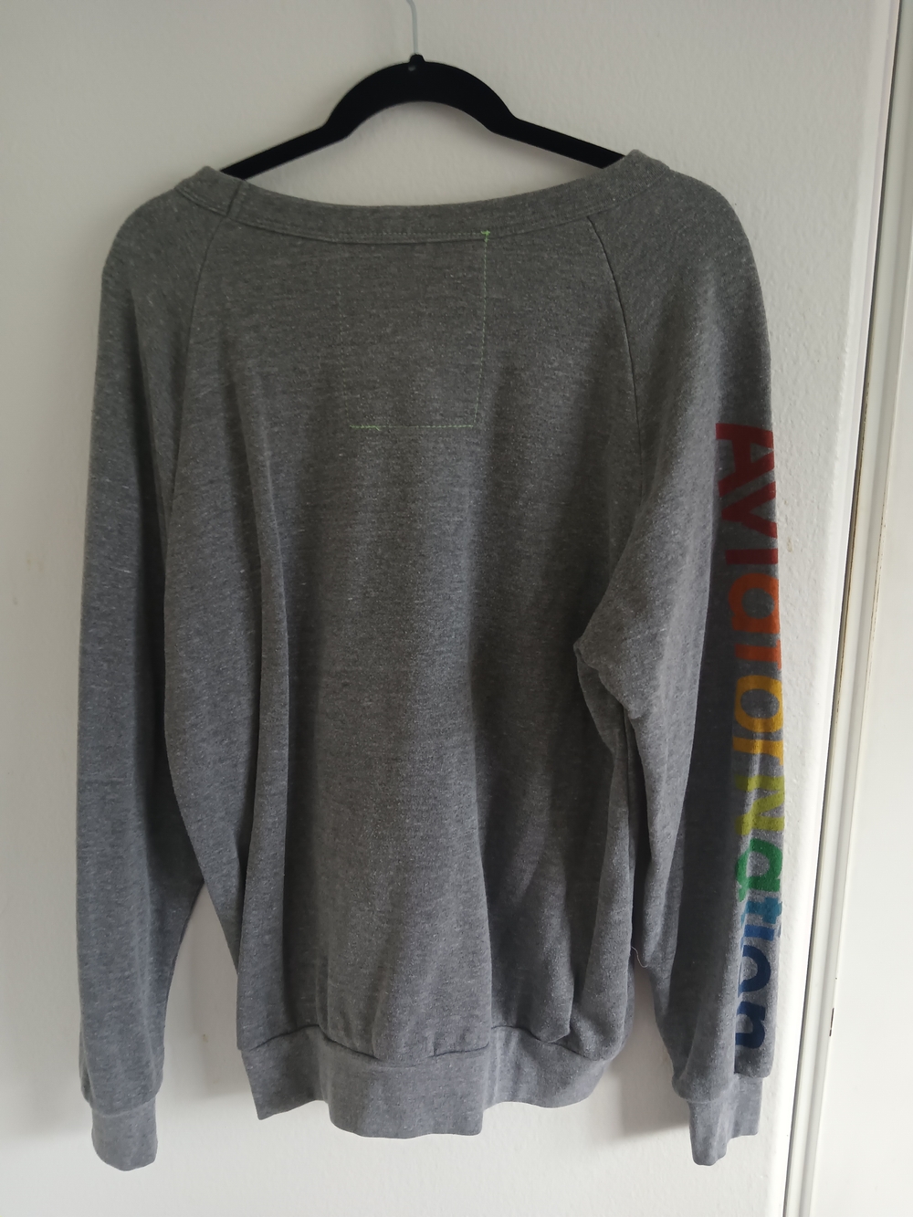 Aviator Nation Gray Crewneck Sweatshirt with Rainbow Surf Logo - Picture 2 of 3